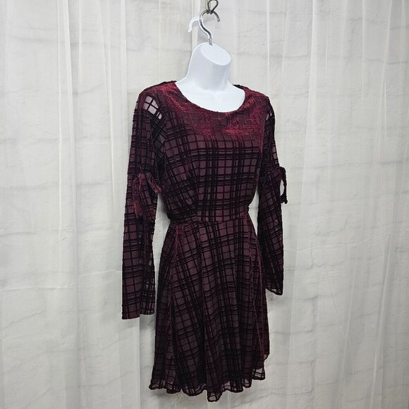 LC Lauren Conrad Burgundy Purple Velour Goth Boho Dress Sheer Fairy S - Picture 6 of 15